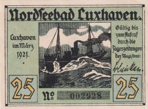 Cuxhaven 25 Pf G-249.1 3.1921 XF