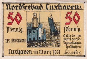 Cuxhaven 50 Pf G-249.1 3.1921 VF