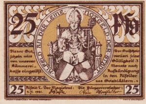 Alfeld 25 Pf G-11.1 1.7.1921 AU/UNC