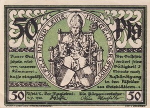 Alfeld 50 Pf G-11.1 1.7.1921 XF