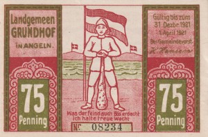 Grundhof in Angeln 75 Pf G-493.2.2 1.4.1921-31.12.1921 XF Gronlandwal