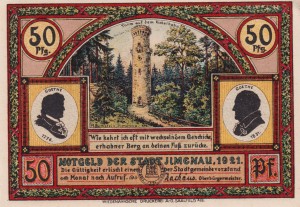 Ilmenau 50 Pf G-643.3.5 1921  AU/UNC Schwalbenstein