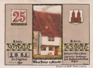 Jessnitz 25 Pf G-659.4.3 1.9.1921 AU/UNC Sage I