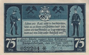 Leopoldshall 75 Pf G-794.1a 25.7.1921 VF Bild 3: Fullarbeit