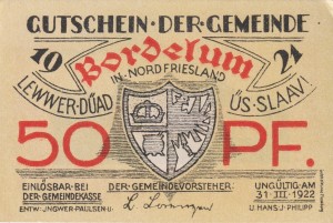 Bordelum 50 Pf G-143.1 1921-31.3.1922 AU/UNC