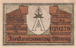 Arolsen 25 Pf G-44.1 6.1921 AU/UNC