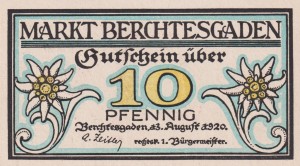 Berchtesgaden 10 Pf G-76 13.8.1920 aUNC