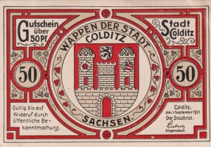 Colditz 50 Pf G-239.1 1.9.1921 XF