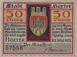 Hoxter 50 Pf G-618.1 1.5.1921 aUNC