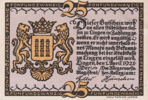 Lingen 25 Pf G-803.2b 1.4.1921 aUNC