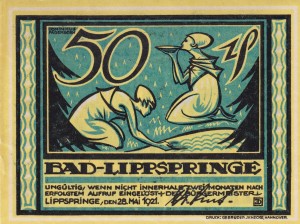 Lippspringe 50 Pf  G-805.1 28.5.1921 AU/UNC