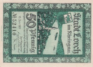 Lorch 50 Pf G-815.3c 15.6.1921 aUNC Lorcher Bergsturz