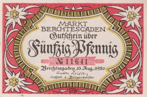 Berchtesgaden 50 Pf G-76.2 13.8.1920 aUNC 
