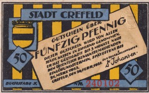 Crefeld 50 Pf G-246.1a 24.2.1921-31.3.1923 AU/UNC