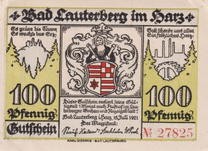 Lauterberg i. Harz 100 Pf G-779 15.7.1921 VF