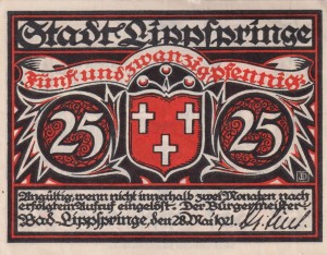 Lippspringe 25 Pf  G-805.1  AU/UNC