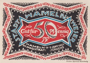 Hameln 50 Pf G-566.2a 1.9.1921 aUNC
