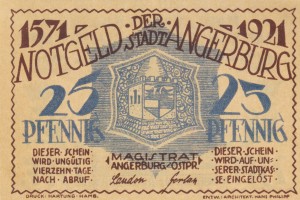 Angerburg (Węgorzewo) 25 Pf G-33.1a 1921 aUNC