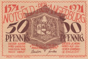 Angerburg (Węgorzewo) 50 Pf G-33.1a 1921 AU/UNC
