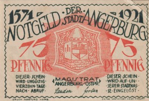 Angerburg (Węgorzewo) 75 Pf G-33.1a 1921 XF