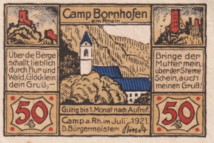 Camp Bornhofen 50 Pf  G-219.2 7.1921 AU/UNC
