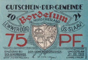 Bordelum 75 Pf  G-143.1 1921-31.3.1922 AU/UNC
