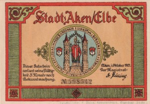 Aken 25 Pf G-8 10.1921 aUNC