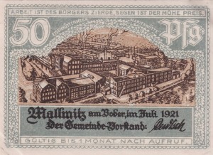 Mallmitz 50 Pf  G-865.1 7.1921 XF 