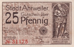 Ahrweiler 25 Pf G-7.1 15.8.1921 aUNC
