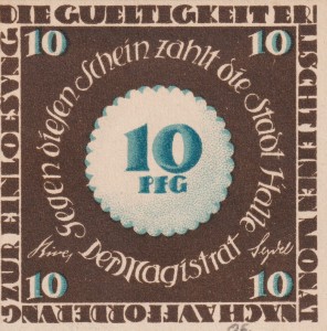 Halle 10 Pf G-509  AU/UNC 1. Dom