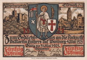 Eisenach 50 Pf G-320.2.4  1921-31.5.1921 AU/UNC 4. Ankunft