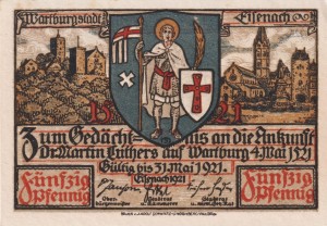 Eisenach 50 Pf G-320.2.6 1921-31.5.1921 AU/UNC 6. Vorhof