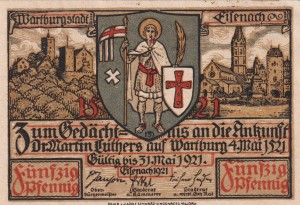 Eisenach 50 Pf G-320.2.2 1921-31.5.1921 AU/UNC 2. Currenderschuler