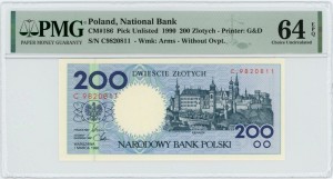 Polska 200 Złotych P-171 1990 PMG64