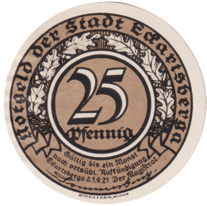 Eckartsberga Thur 25 Pf  G-305.4.6 1.9.1921 XF Die Verschiedenheit der Geburt