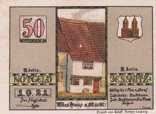 Jessnitz 50 Pf G-659.4.3 1.9.1921 aUNC Kirche I A.jpg