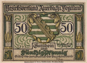Auerbach 50 Pf G-53 1.7.1921 aUNC 