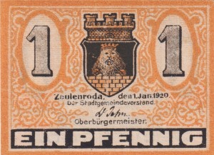 Zeulenroda 1 Pf G-Z8.6a 1.1.1920 UNC