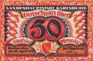 Karlsruhe 50 Pf G-K10.1 22.4.1920 UNC