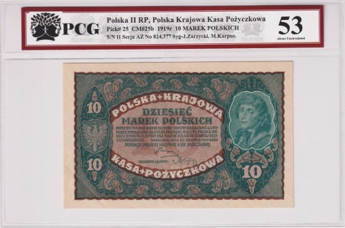 Polska II RP 10 Marek Polskich CM 25b Pick 25 1919 PCG 53 A.jpg