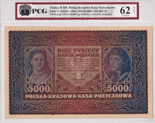 Polska II RP 5000 Marek Polskich CM 31a Pick 31  1920 PCG 62 A.jpg