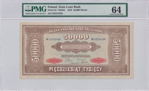 Poland State Loan Bank 50000 Marek Polskich CM 33 Pick 33  1922 PMG 64