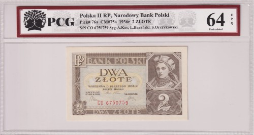 Polska  2 Złote CM 75a Pick 76a 1936 PCG 64 A.jpg
