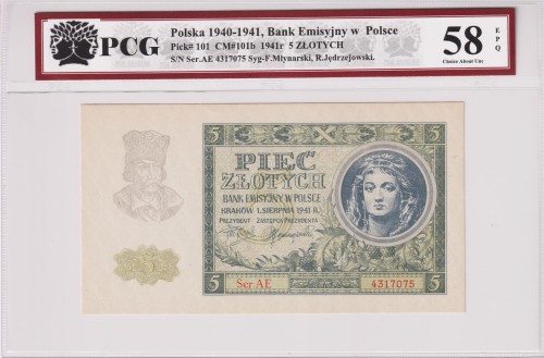 Polska 5 Złotych CM-101b P-101 1941 PCG 58 A.jpg