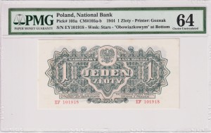 Polska 1 Złoty CM-105a-b P-105a 1944 PMG 64