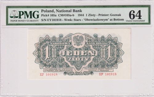 Polska 1 Złoty CM-105a-b P-105a 1944 PMG 64 A.jpg