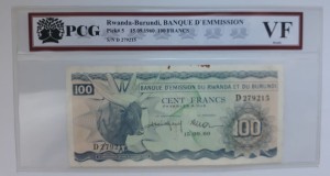 Rwanda-Burundi 100 Francs P-5a stan PCG VF